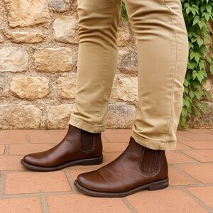 FRYE Brown Leather Phillips Chelsea Ankle Boots, 8D